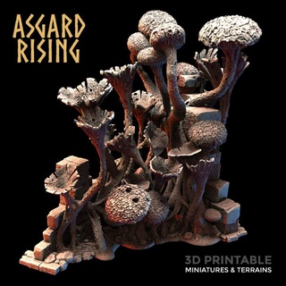 stone construction & ruins infected terrain pre-supported asgard rising miniatures Tabletop 3D Printable Terrain Fantasy wall cursed fungi terrian fungis fungu 3d print model - Mito3D