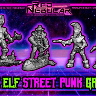 space elf street punks red nebular Tabletop Characters & Creatures Sci-Fi Universe retro multipart oldschool rogue trader 3d print model - Mito3D