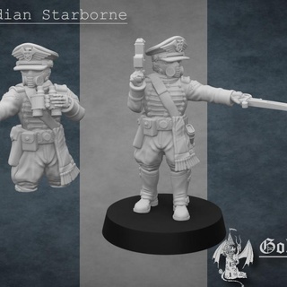 starborne morale officer golden dragon games  Tabletop Tabletop Characters & Creatures Sci-Fi Universe Tabletop Tabletop Characters & Creatures dress guard warhammer commander imperial uniform astra militarum officer commissar morale  3d print model - Mito3D