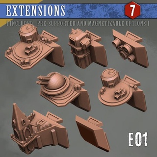e01 extensions popovlaboratory Tabletop 3D Printable Terrain Sci-Fi terrain 40k city epic warhammer necromunda hex map campaign hive 3d print model - Mito3D