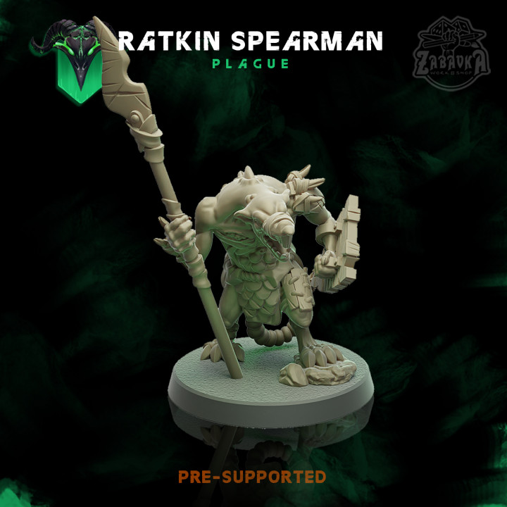 ratkin lanciere divertimento officina tavolo personaggi creature fantasia universo esercito warhammer guerriero dnd peste ratti 3D print model - Mito3D