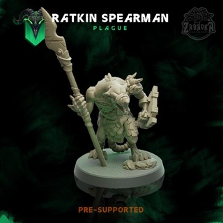 ratkin spearman zabavka workshop Tabletop Characters & Creatures Fantasy Universe army fantasy warhammer warrior dnd plague rats 3d print model - Mito3D