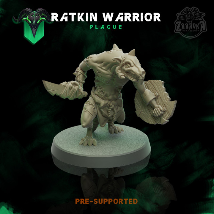 ratkin guerriero divertimento officina tavolo personaggi creature fantasia universo warhammer dnd peste skaven 3D print model - Mito3D