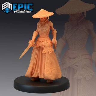 warrior monk female samurai sword fighter japanese dynasty epic-miniatures Store fantasy medieval monster rpg warhammer sla enemy tabletop dungeon dnd pathfinder npc pre-supported supported pre 3d print model - Mito3D