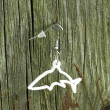 earrings shark silhouette 1 jewellery 3d printing printed 3d print model - Mito3D