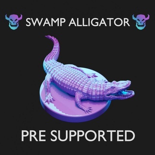 swamp alligator - pre supported tom's twisted tavern Tabletop Characters & Creatures Fantasy Universe beast fantasy lion lizard companion miniature crocodile tabletop summon jaws frost gloomhaven 5e ally frosthaven gloom 3d print model - Mito3D