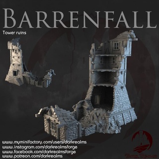 sombre royaumes chute stérile tour ruines forger table 3D imprimable terrain fantaisie 3d print model - Mito3D