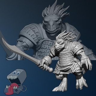 talath feed 3dprinter Tabletop Characters & Creatures Fantasy Universe lizard sword mercenary scalemail saurus 3d print model - Mito3D
