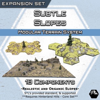 hexhogtabletops ince eğimler expansion set evlenmek sert masaüstü 3D yazdırılabilir arazi modüler savaş oyunu Hexhog 3d print model - Mito3D