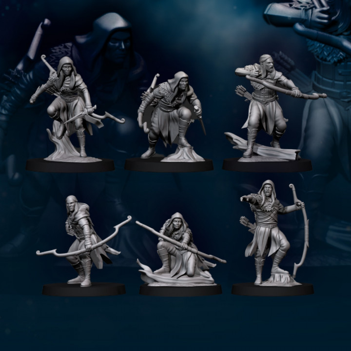 6x forest scout elf davale games Tabletop Characters & Creatures Fantasy Universe fantasy wargames miniature 3dprinting 28mm dnd frostgrave tabletopgames humans davalegames 3D print model - Mito3D