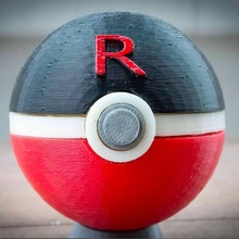 team rocket rocketball pokeball fermoir magnétique fan art pokemon cendre misty 3d print model - Mito3D