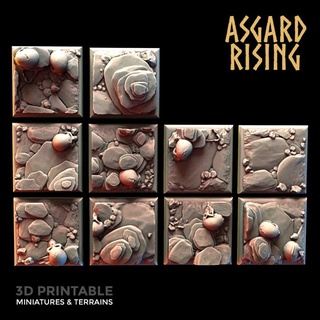 enterrement sol 10x 20mm carré base pre supported Asgard hausse miniatures ensemble cimetière donjon mm bases 20x20 3d print model - Mito3D