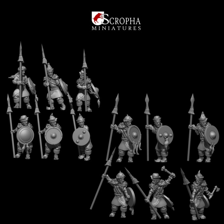 corrido exacción lanzas escrofa miniaturas mesa caracteres criaturas fantasía universo juego guerra miniatura infantería 28mm saga cruzadas mongol historico 3D print model - Mito3D