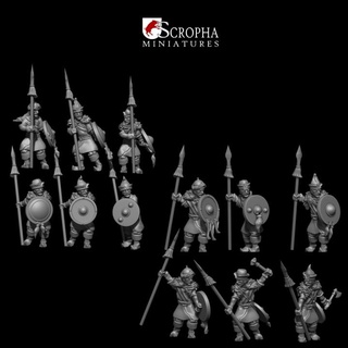 cuman levy spears scropha miniatures Tabletop Characters & Creatures Fantasy Universe wargaming miniature tabletop infantry wargame 28mm saga crusades mongol hisorical 3d print model - Mito3D