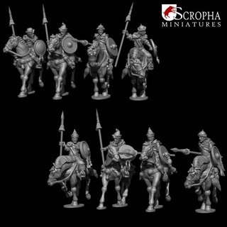 cuman levy riders spears scropha miniatures Tabletop Characters & Creatures Fantasy Universe historical wargaming tabletop cavalry wargame 28mm saga crusades mongol 3d print model - Mito3D
