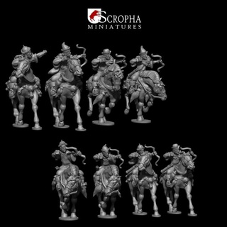 cuman mounted levy bows scropha miniatures Tabletop Characters & Creatures Fantasy Universe historical wargaming tabletop cavalry wargame 28mm saga crusades mongol 3d print model - Mito3D