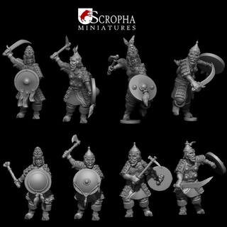 cuman warriors hand weapons scropha miniatures Tabletop Characters & Creatures Fantasy Universe historical wargaming warrior tabletop infantry wargame 28mm saga crusades mongol 3d print model - Mito3D