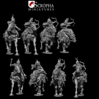 montado Cuman guerreiros arcos escrofa miniaturas tampo mesa personagens criaturas fantasia universo histórico jogos guerra arco cavalaria jogo 28mm saga cruzadas mongol arqueiros 3d print model - Mito3D