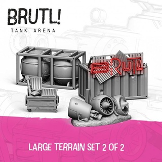 brutl tank arena large terrain set 2 electi studio Tabletop 3D Printable Terrain Sci-Fi blaster tanks containers post-apocalyptic dumpster 3d print model - Mito3D