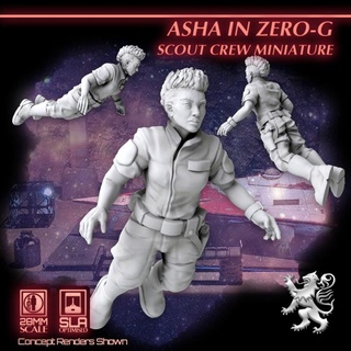 asha zero g scout equipaggio miniatura 2nd dinastia tavolo personaggi creature Sci Fi universo miniature sci fi stella scifi 3d print model - Mito3D