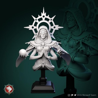 oráculo busto pre supported blanco hombre lobo taberna mesa caracteres criaturas fantasía universo ventilador Arte bustos 3d print model - Mito3D
