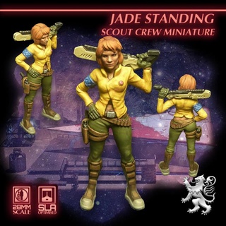 jade standing - scout crew miniature 2nd dynasty Tabletop Characters & Creatures Sci-Fi Universe miniatures sci-fi star scifi tabletop type 28mm traveller 32mm traveler courier officialtraveller 3d print model - Mito3D