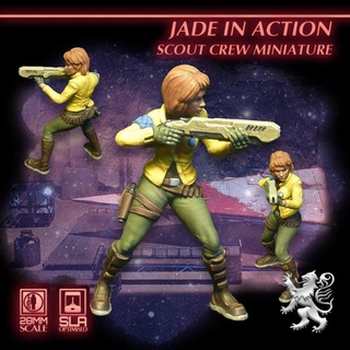 jade action - scout crew miniature 2nd dynasty Tabletop Characters & Creatures Sci-Fi Universe miniatures sci-fi star scifi tabletop type 28mm traveller 32mm traveler courier officialtraveller 3d print model - Mito3D
