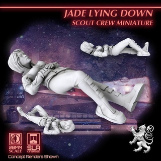 jade lying - scout crew miniature 2nd dynasty Tabletop Characters & Creatures Sci-Fi Universe miniatures sci-fi star scifi tabletop type 28mm traveller 32mm traveler courier officialtraveller 3d print model - Mito3D