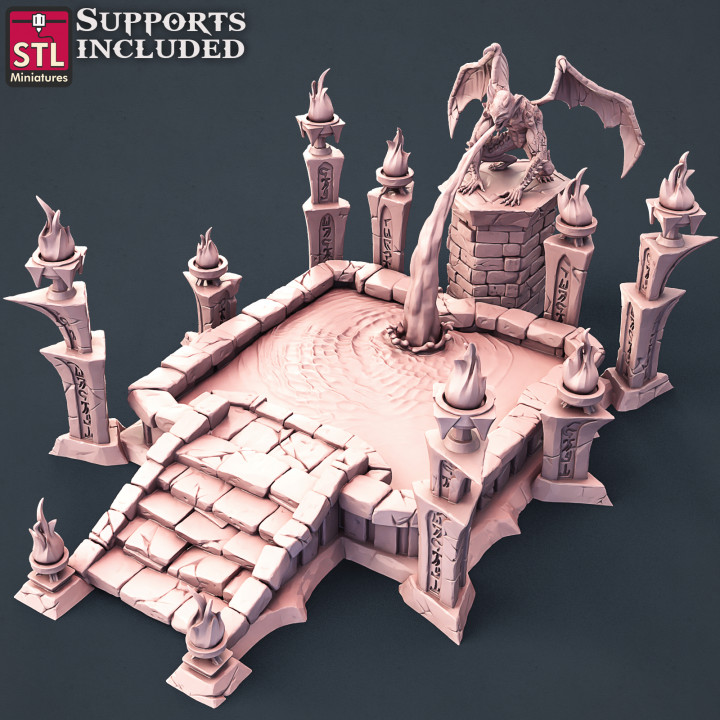 vampire Fontaine stl miniatures boutique table 3D imprimable terrain fantaisie décoration environnement soutenir jeux guerre sang 3D print model - Mito3D