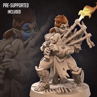 halfling bard bagpipes 2 versions bite bullet Tabletop Characters & Creatures Fantasy Universe Store female instrument metal music miniature tabletop hobbit patreon dnd short bagpipe halflings bardbarian 3d print model - Mito3D