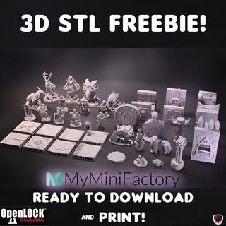 freebie pack mojibake collectibles Tabletop Characters & Creatures Fantasy Universe free fantasy terrain wargaming props tabletop tiles asian scenery openlock 3d print model - Mito3D
