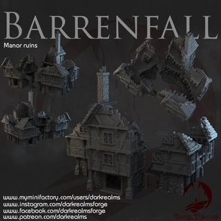 dunkel Bereiche Unfruchtbarkeit Herrenhaus Ruinen Schmiede Tischplatte 3D druckbar Terrain Fantasie 3d print model - Mito3D