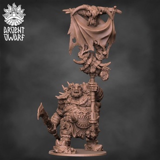 feral maw tribe ogre 6 standard bearer ardent dwarf studio Tabletop Characters & Creatures Fantasy Universe barbarian warhammer miniature brute wargame ageofsigmar aos ogor supported meneater presup mawtribe glutton 3d print model - Mito3D