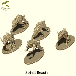 hell beasts miniaturescraze Tabletop Characters & Creatures Fantasy Universe dragons dungeons miniatures monsters tabletop d&d dnd demons hounds 3d print model - Mito3D
