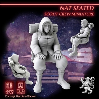 nat seated - scout crew miniature 2nd dynasty Tabletop Characters & Creatures Sci-Fi Universe miniatures sci-fi star scifi tabletop type 28mm traveller 32mm traveler courier officialtraveller 3d print model - Mito3D