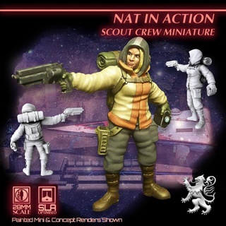 nuit action scout équipage miniature 2nd dynastie table personnages créatures Sci univers miniatures sci étoile scifi type 28mm voyageur 32mm courrier officiel 3d print model - Mito3D