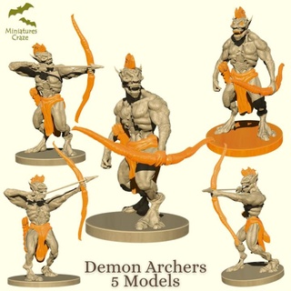 démon archers miniaturescraze table personnages créatures fantaisie univers archer armée dragons donjons mini miniature dnd 3d print model - Mito3D