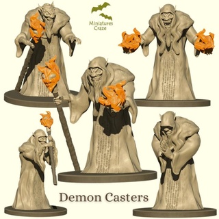 demon casters miniaturescraze Tabletop Characters & Creatures Fantasy Universe dragon hell mini fire magic miniature caster dungeon d&d dnd sorcerer 3d print model - Mito3D