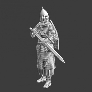 medieval latvian warrior - drawing sword northern crusades miniatures Store ancient model soldier wargaming miniature tabletop infantry chainmail 28mm scenery baltic lake tribesman latvia 3d print model - Mito3D
