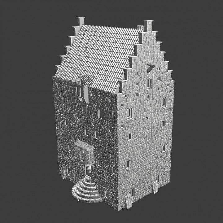 Ortaçağa ait kale ev tüccarlar kuzey Haçlı seferleri minyatürler mağaza 3d Yazdır yazdırılabilir oyun model arazi savaş oyunları Kral asil masaüstü 28mm tüccar manzara takviye edilmiş 3D print model - Mito3D
