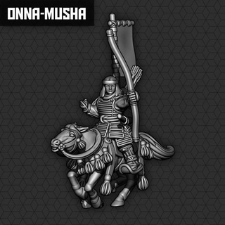 samurai onna-musha women warriors units smol miniatures Tabletop Characters & Creatures Fantasy Universe spear warrior horse bow naginata 3d print model - Mito3D