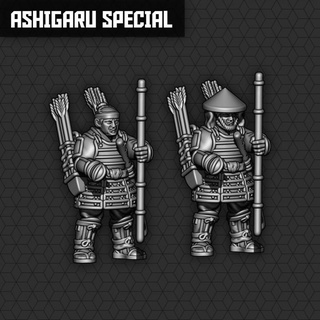 Ashigaru especial unidades smol miniaturas tampo mesa personagens criaturas fantasia universo arma fogo jogos guerra rifle arco samurai atirador mosquete 3d print model - Mito3D