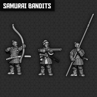 samurai bandido unidades smol miniaturas tampo mesa personagens criaturas fantasia universo espada jogos guerra montado mosquete 3d print model - Mito3D