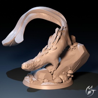 purplewave gecko making tlon Tabletop Characters & Creatures Fantasy Universe fish lizard monster reptile river sea large tail underwater encounter rio arcane swamp 3d print model - Mito3D