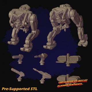 vincondi mechanized pack 1 blasted samophlange Tabletop Characters & Creatures Sci-Fi Universe Vehicles Machines alien rpg sci-fi space trooper mech walker 28mm 32mm skirmish non-humanoid 3d print model - Mito3D