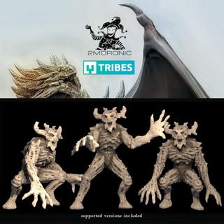 tree folk guardians - 3 poses 2moronic miniatures Tabletop Characters & Creatures Fantasy Universe board dragons dungeons fantasy game mini rpg miniature guardian tabletop d&d dnd pathfinder kin 5e pre-supported 2e 3d print model - Mito3D