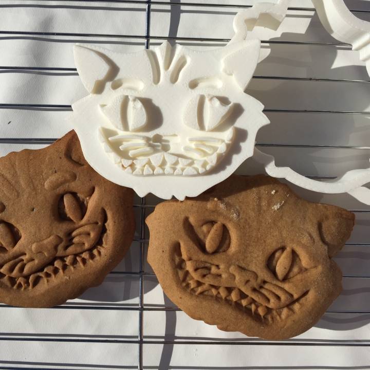 gato cheshire cortador galletas jardín hornear cat cookie aliceinwonderland cookiecutter timburton país maravillas 3D print model - Mito3D