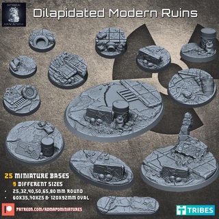 dilapidated modern ruins set pre-supported admiral apocalypse Tabletop 3D Printable Terrain Sci-Fi terrain guard miniatures war wargames warhammer zombie commander ww2 imperial force military fallout warfare skulls postapocalyptic ww1 trench nuclear guards officer commando wasteland miniaturebases gasland cadian cadia urbanrubble grimguards grimguard 3d print model - Mito3D