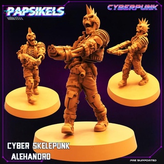cyber skelepunk alehandro papsikels miniatures Tabletop Characters & Creatures Sci-Fi Universe Store punk skeleton cyberpunk thug 3d print model - Mito3D