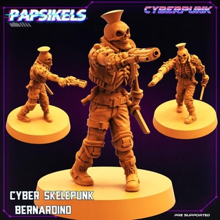 cyber skelepunk bernardino papsikels miniatures Tabletop Characters & Creatures Sci-Fi Universe Store punk skeleton 3d print model - Mito3D